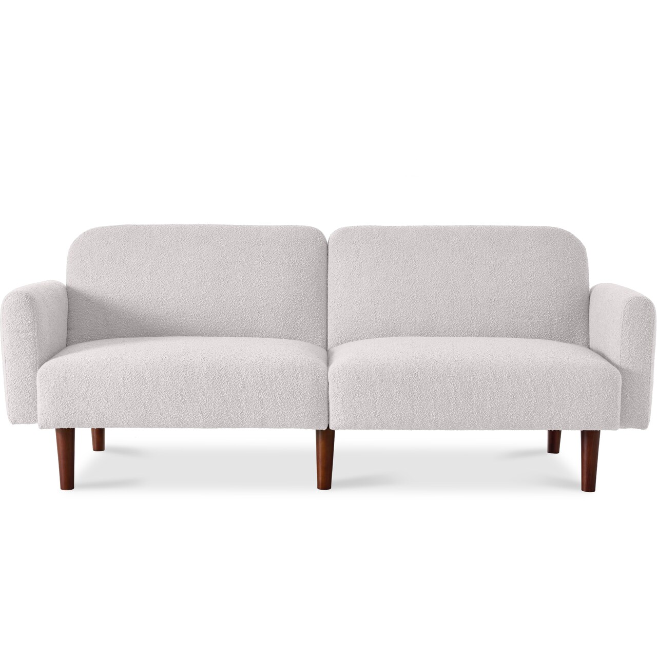 Best Choice Products Curved Convertible Futon, Boucle Fabric Split-Back Sleeper Bed